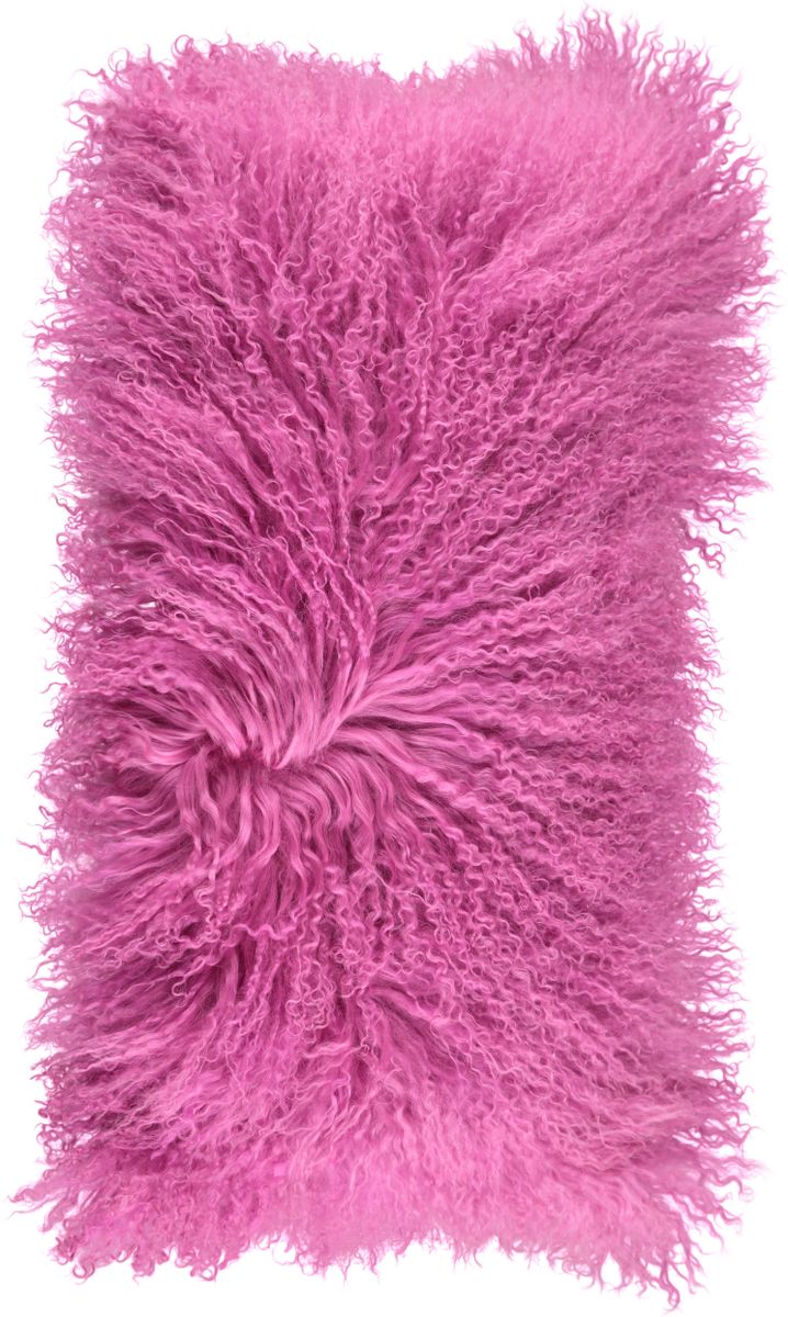 Lammeskindpude | Krøllet | Tibet | 28x56 cm Malaga Pink