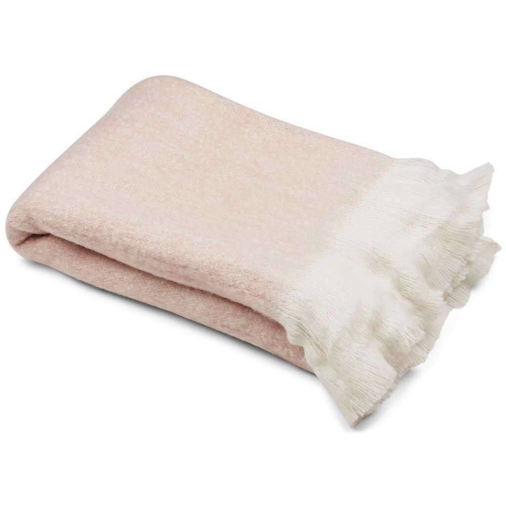 Uldplaid | Mohair mix | 130x170 cm Lyserød