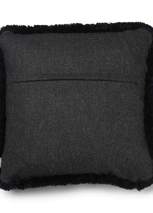 Lammeskindspude | Korthåret | 52x52 cm Koksgrå / Sort
