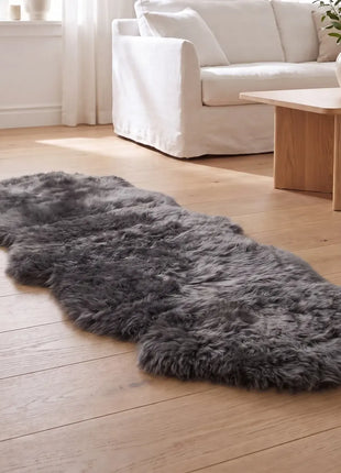 Dobbelt Lammeskind | Langhåret | 170x60 cm Stålgrå