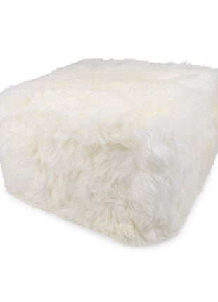 Firkantet puf | Langhåret | New Zealand | Læderbagside