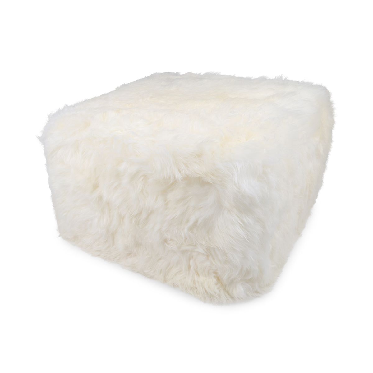 Firkantet puf | Langhåret | New Zealand | Læderbagside