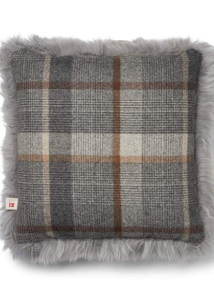 Pude af uld | Langhåret | 52x52 cm Tern - Grå/Lysegrå