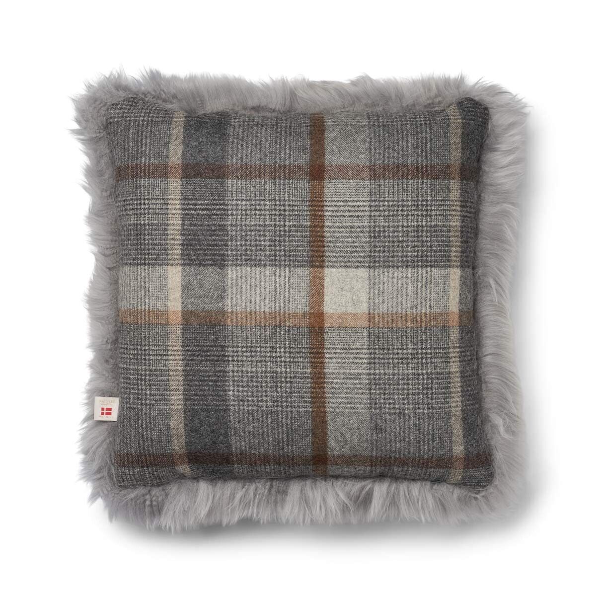 Checked Collection | Uldpude | Langhåret | 52x52 cm | 34x52 cm Glencheck-Grå/Lysegrå