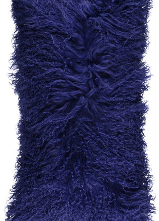 Lammeskindpude | Krøllet | Tibet | 28x56 cm Marineblå