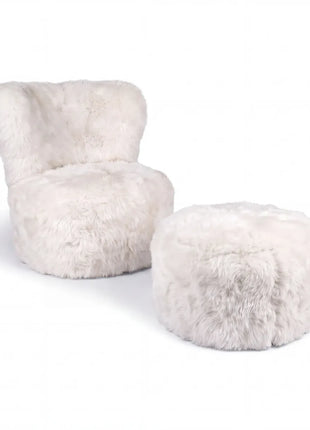 Skandi Footrest | Langhåret Lammeskind | New Zealand Hvid