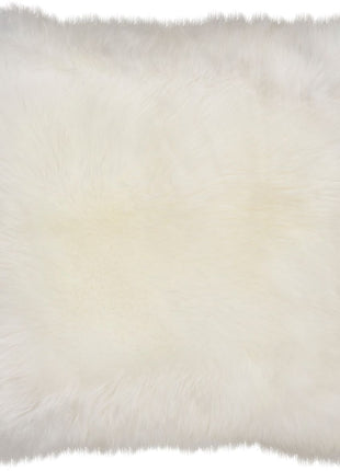 Lammeskindspude | Langhåret | Læderbagside | 50x50 cm Hvid