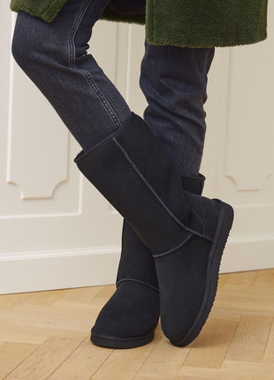 Lammeskindsstøvle  Sort