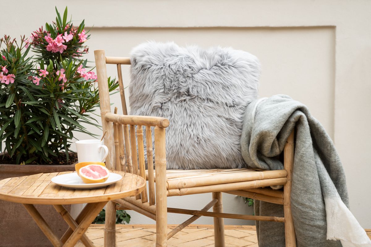Uldplaid | Mohair mix | 130x170 cm Lysegrå