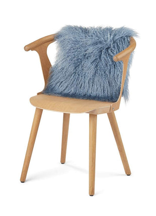 Lammeskindspude | Krøllet | Tibet | 40x40 cm Himmelgrå