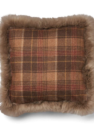 Dobbeltsidet pude | Langhåret | 52x52 cm Kakao – Mørkebrun / Lysebrun