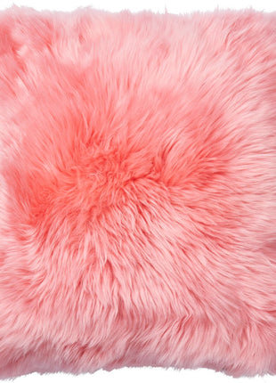 Lammeskindspude | Langhåret | Dobbeltsidet | 45x45 cm Koral Pink