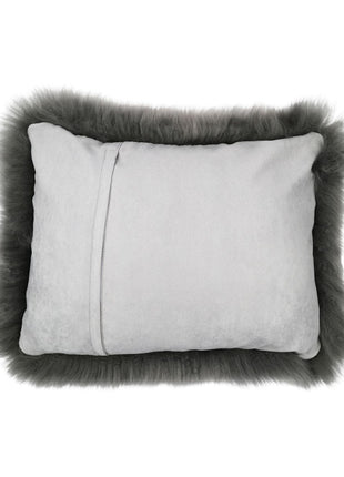 Lammeskindspude | Langhåret | New Zealand | 35x45 cm Mørkegrå