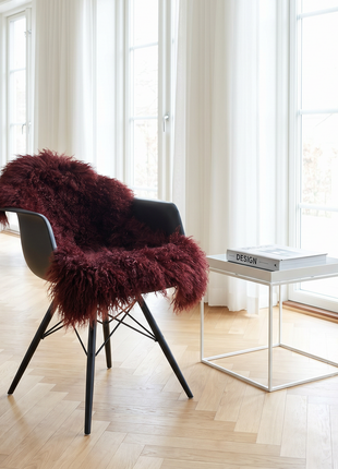 Lammeskind premium | Krøllet | Tibet | 85x50 cm Bordeaux