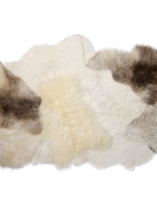 Design Gulvtæppe | Mix af Kort- og Langhåret Lammeskind Naturbeige / Mix 