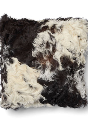 Lammeskindspude | Korthåret | Toscana | Dobbeltsidet Sort/Hvid Mix