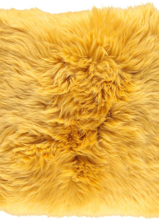 Merino Lammeskindspude | 35x35 cm Gul