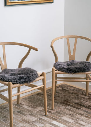 Sædehynde | Lammeskind | Langhåret | D38 cm Citron Gul