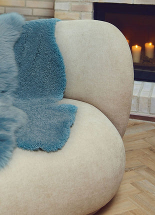 Lammeskind | Korthåret Krøllet | New Zealand | Tæppe 100 cm Røgblå