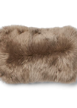Pude af uld | Langhåret | 52x52 cm Kakao–Mørkebrun/Taupe