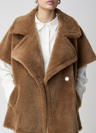 Antonella Poncho of 100% Lambs Wool Beige