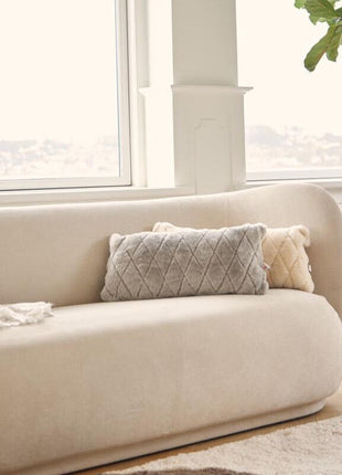 Lammeskindspude | Leaf | Moccasin | Dobbeltsidet | 28x56 cm Kastanje 