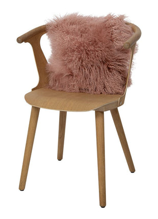 Lammeskindspude | Krøllet | Tibet | 40x40 cm Gammelrosa