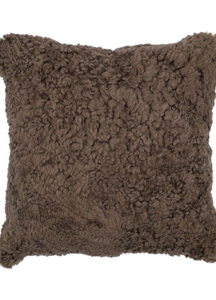 Lammeskindspude | Korthåret | New Zealand | 40x40 cm Gråbrun