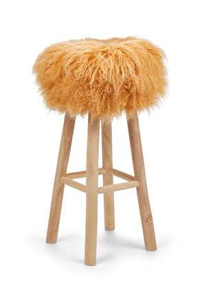 Betræk til barstol/skammel | Krøllet | Tibet | D35 cm Gul