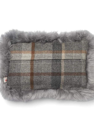 Dobbeltsidet pude | Langhåret | 34x52 cm Tern - Grå/Lysegrå