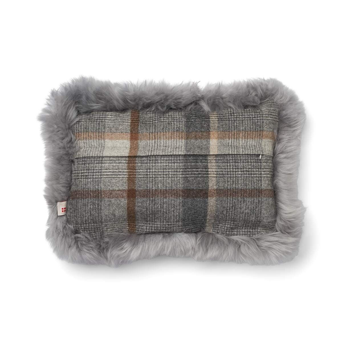 Checked Collection | Uldpude | Langhåret | Dobbeltsidet | 52x52 cm | 34x52 cm Glencheck-Grå/Lysegrå