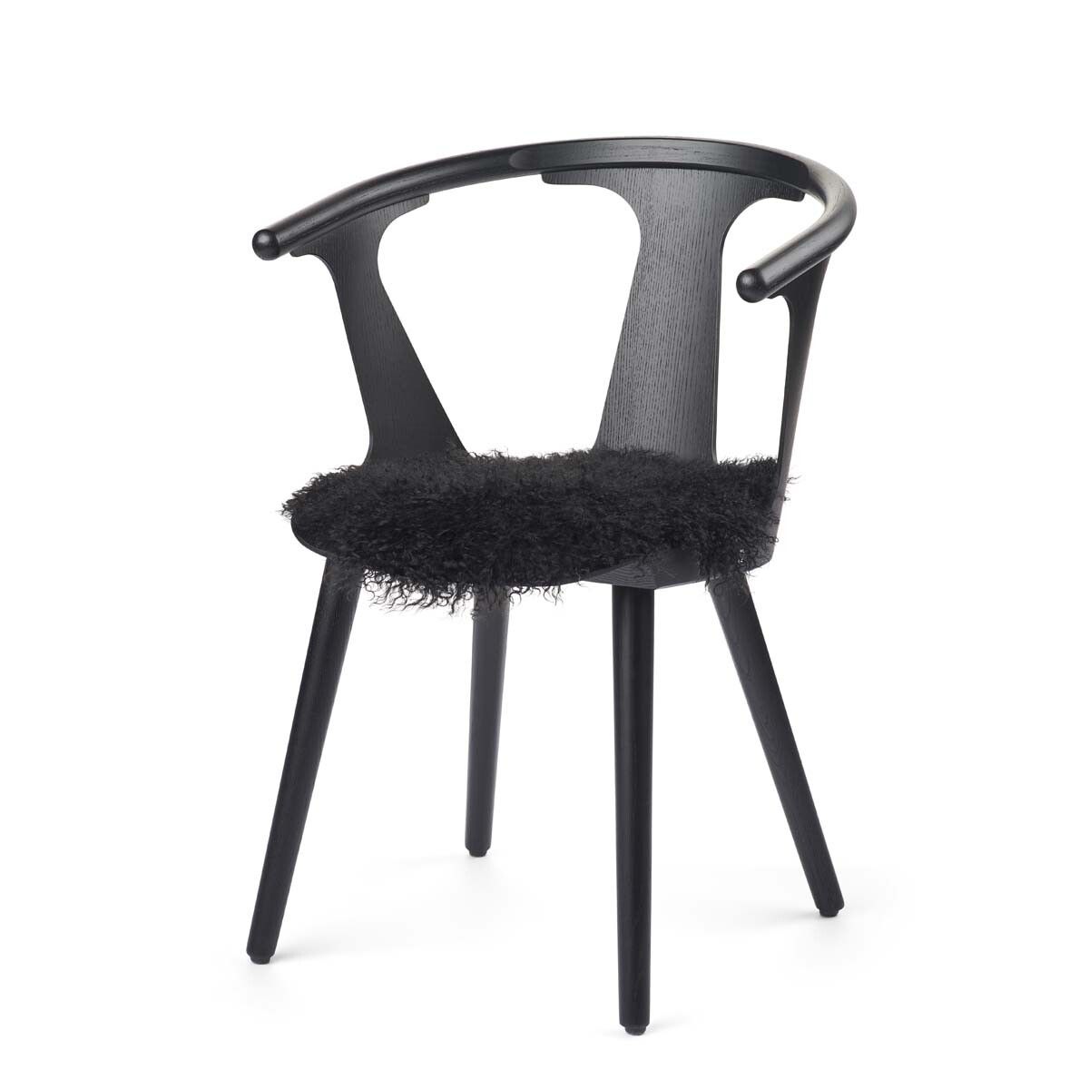 Sædehynde | Lammeskind | Langhåret | D38 cm Sort