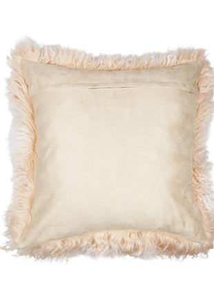 Lammeskindspude | Krøllet | Tibet | 50x50 cm Gylden Hvid