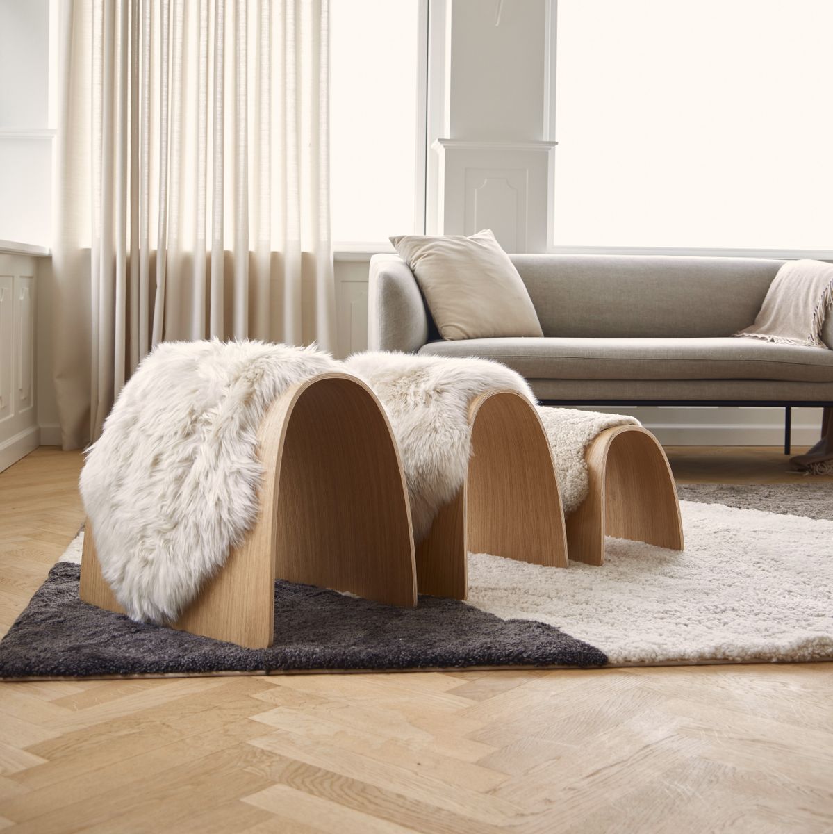 Sheep Stool cover | Langhåret | New Zealand Sort