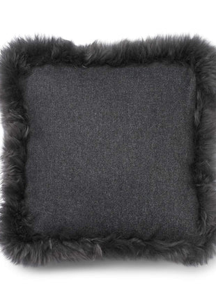 Pude af uld | Langhåret | 52x52 cm | 34x52 cm Mørkegrå / Stålgrå