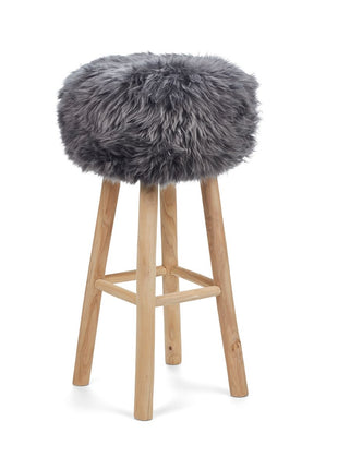 Betræk til barstol/skammel | Langhåret | New Zealand | D35 cm Mørkegrå