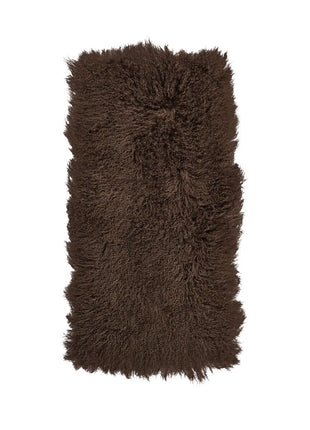 Uldplaid | Lammeskind | Langhåret | 120x60 cm Lysebrun