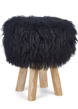 Betræk til barstol/skammel | Krøllet | Tibet | D35 cm Sort