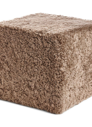 Puf | Lammeskind | Korthåret | 40x40x35 cm Lysebrun