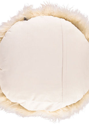 Lammeskindspude | Langhåret | Ø38 cm | Ø45 cm | Ø62 cm Gylden Hvid