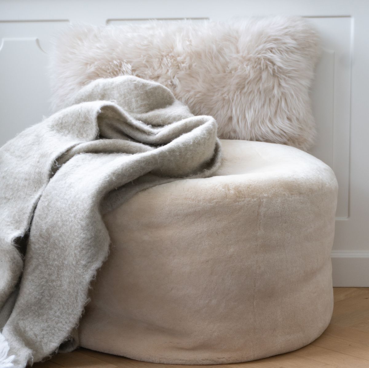 Rund puf | Moccasin | New Zealand | D55xH46 cm Kastanje 
