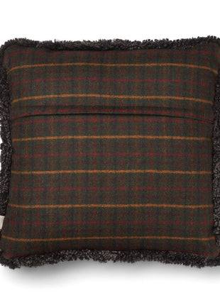 Dobbeltsidet pude | Korthåret | 52x52 cm Tern Mørkegrøn / Cappucino 