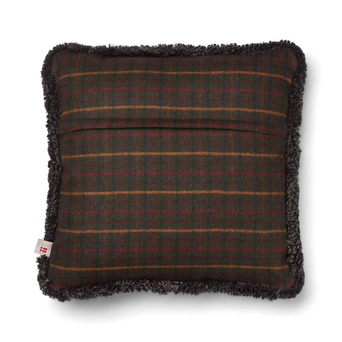 Checked Collection | Uldpude | Korthåret | Dobbeltsidet | 52x52 cm | 34x52 cm Kilberry Fir-Mørkegrøn/Cappuccino 
