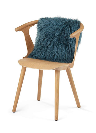 Lammeskindspude | Krøllet | Tibet | 40x40 cm Blågrøn