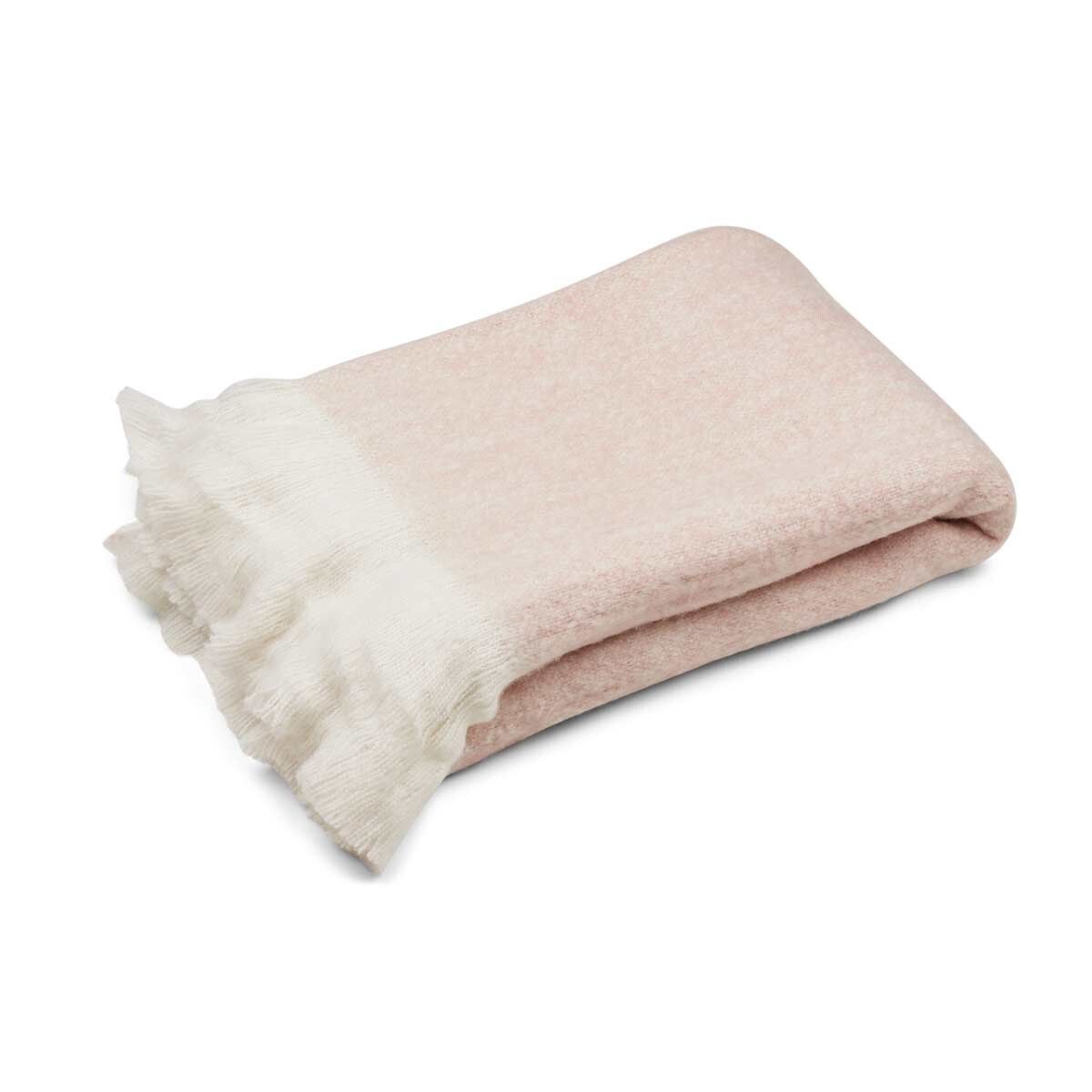 Uldplaid | Mohair mix | 130x170 cm Lyserød