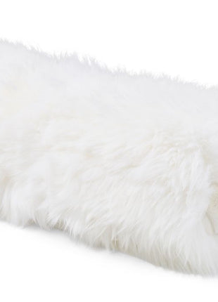 Lammeskindspude | Bolster | Langhåret & Moccasin | D20xL52 cm Hvid/Hvid