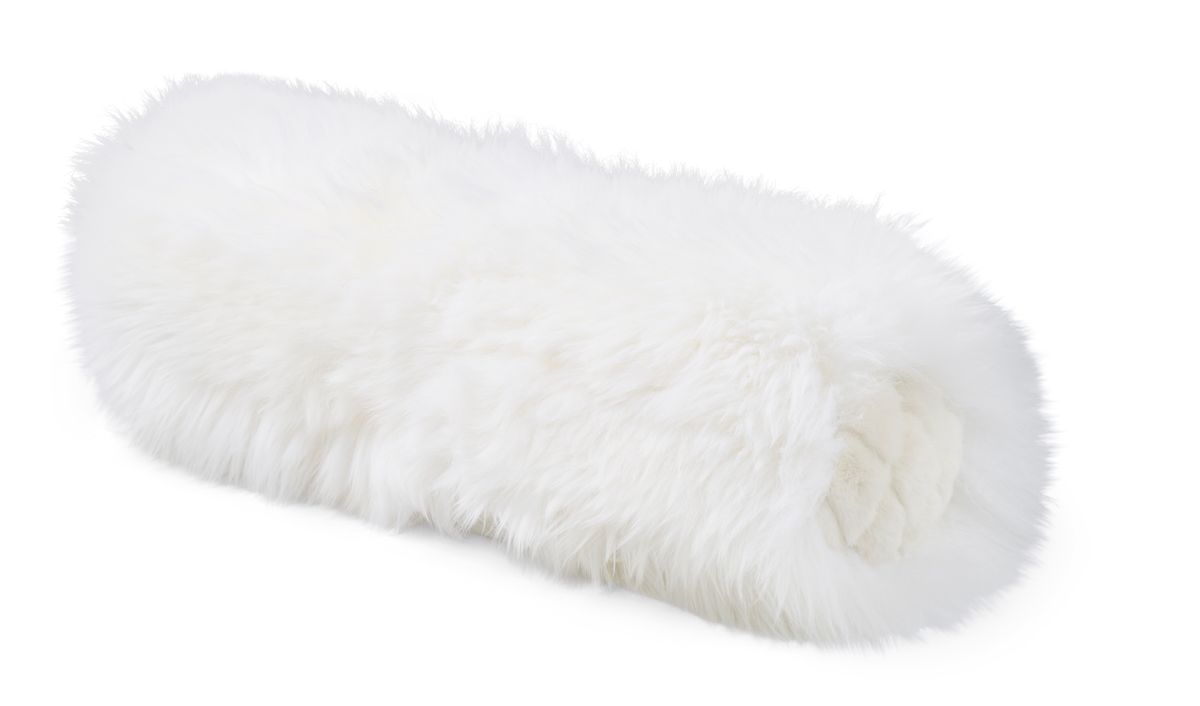 Bolsterpude | Langhåret, moccasin | New Zealand | D20xL52 cm Hvid/Hvid
