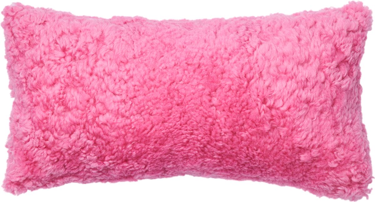Lammeskindspude | Korthåret | New Zealand | Dobbeltsidet | 30x60 cm Koral Pink