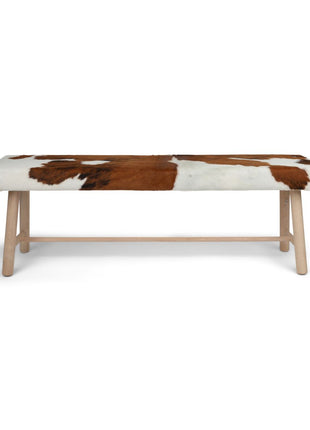 Bænk | Koskind | 140x35x45 cm Brun/Hvid