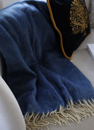 Uldplaid | Mohair | 130x170 cm Blågrå